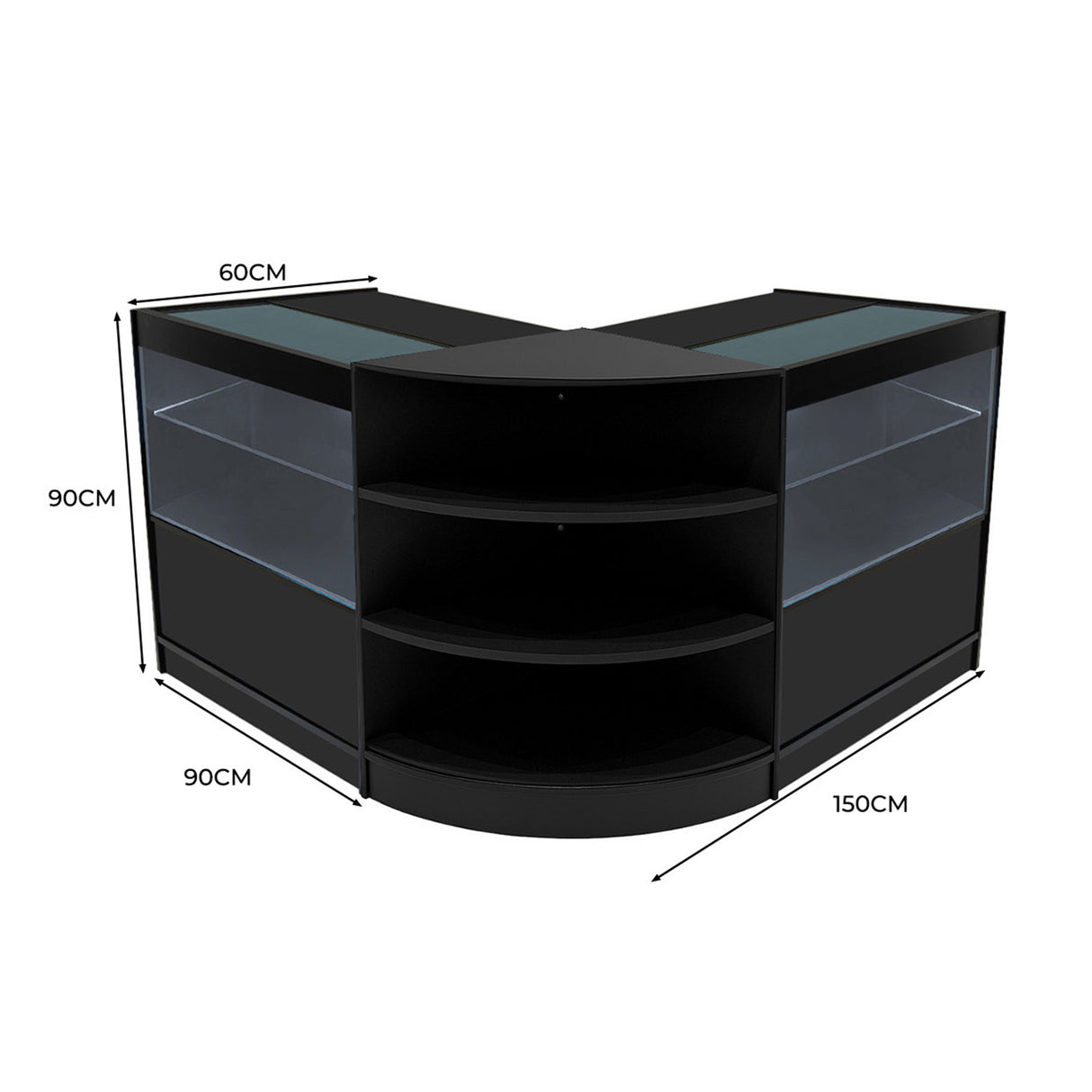 Andromeda LED Winkel Toonbank Set LM60 & 2 x C900 - Zwart