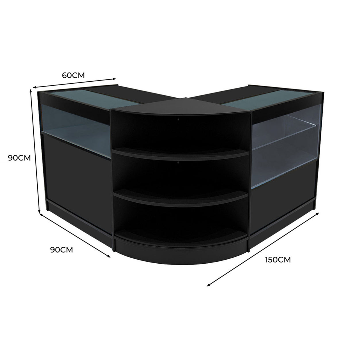 Harmonia LED Winkel Toonbank Set B900, C900 & LM60 - Zwart
