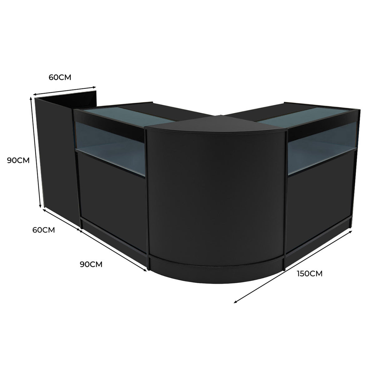 Luna LED Winkel Toonbank Set CM60, TB60 & 2 x B900 - Zwart