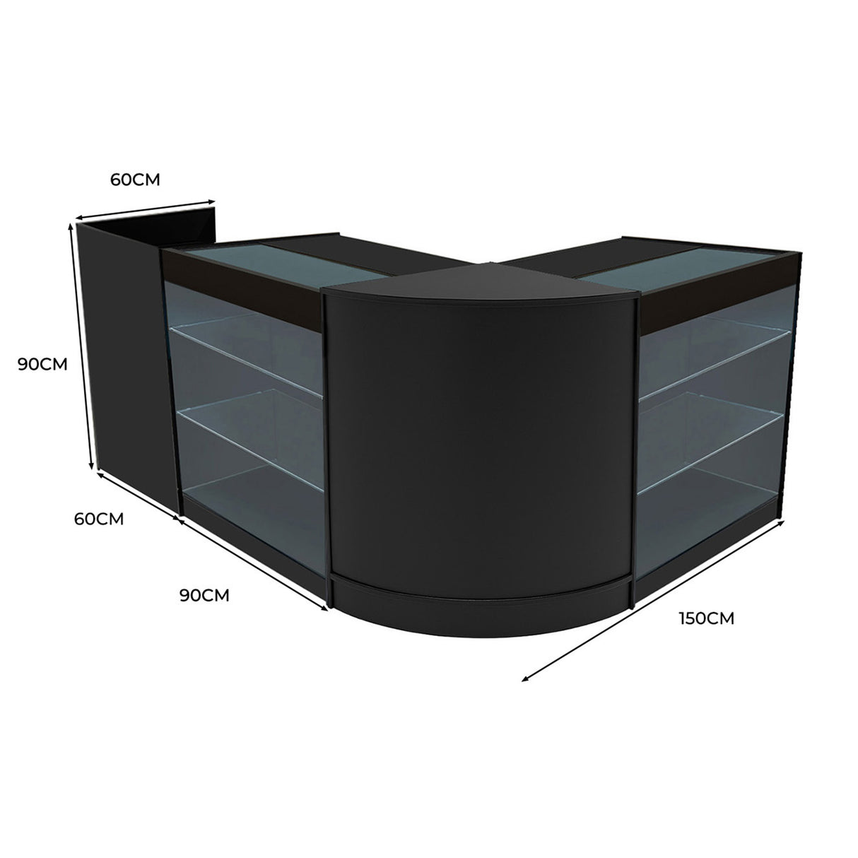 Aries LED Winkel Toonbank Set CM60, TB60 & 2 x K900 - Zwart