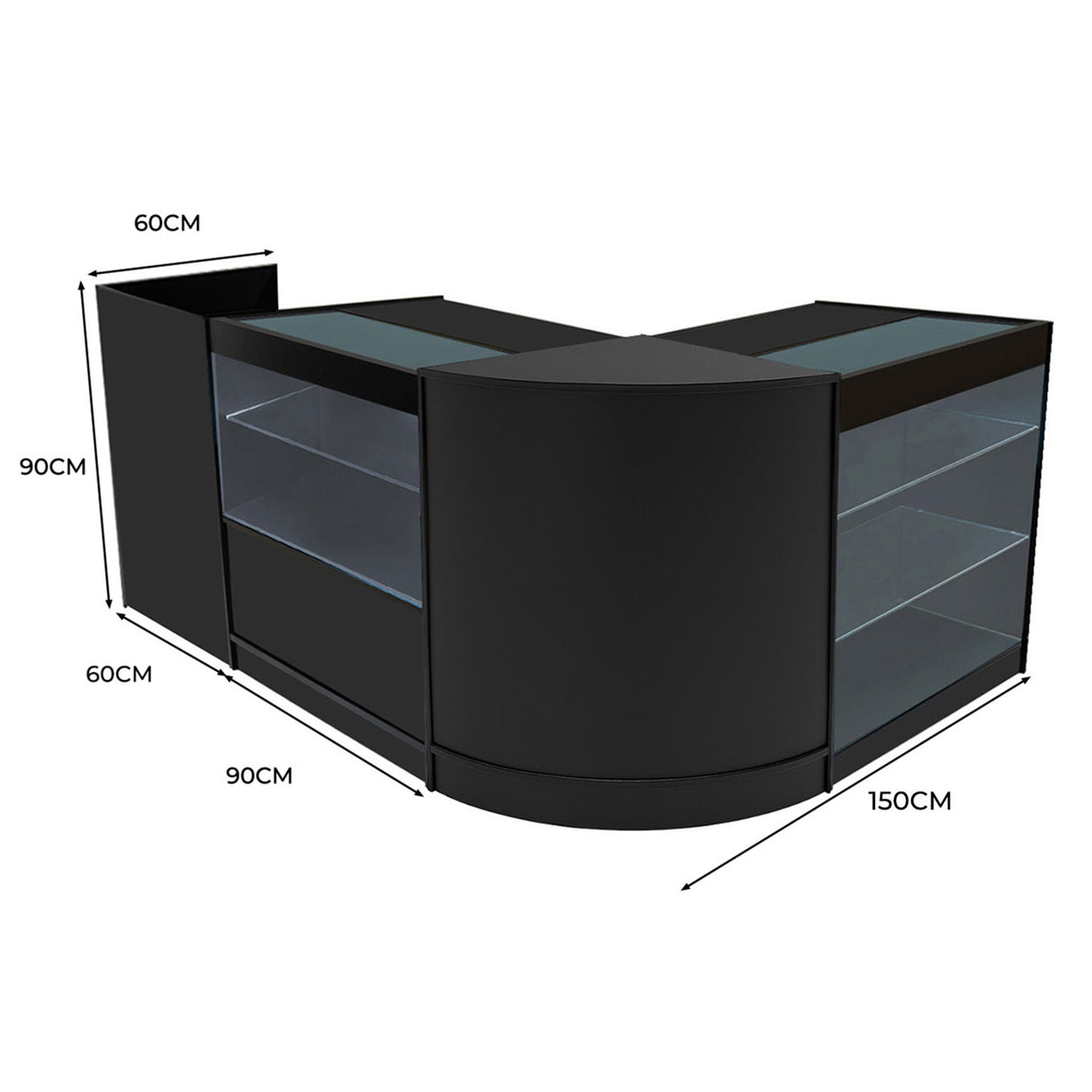 Vega LED Winkel Toonbank Set K900, C900, TB60 & CM60 - Zwart