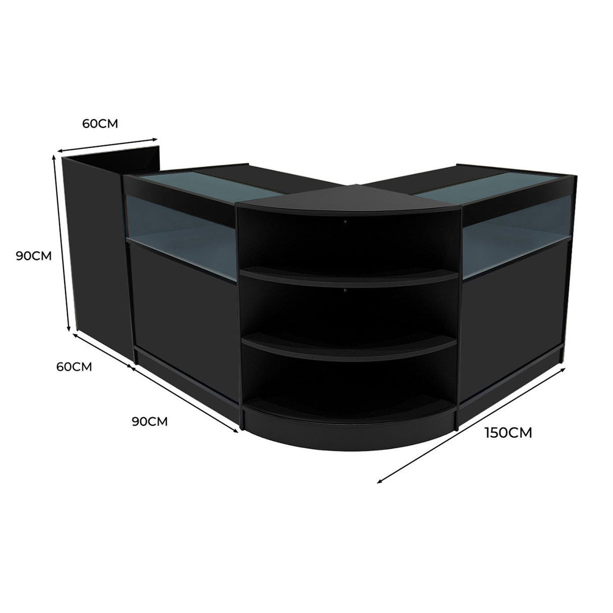 Sagittarius LED Winkel Toonbank Set LM60, TB60 & 2 x B900 - Zwart