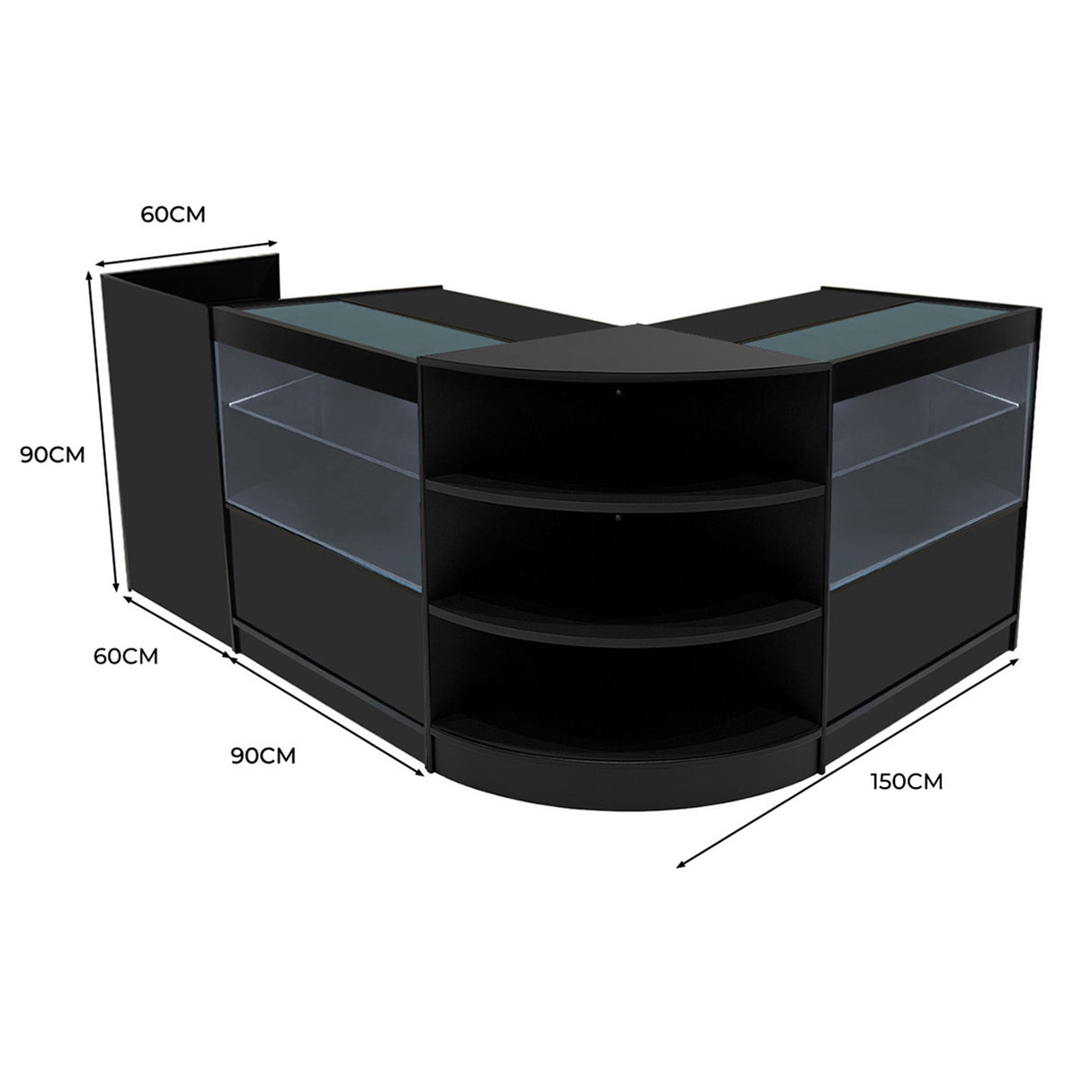 Eclipse LED Winkel Toonbank Set LM60, TB60 & 2 x C900 - Zwart