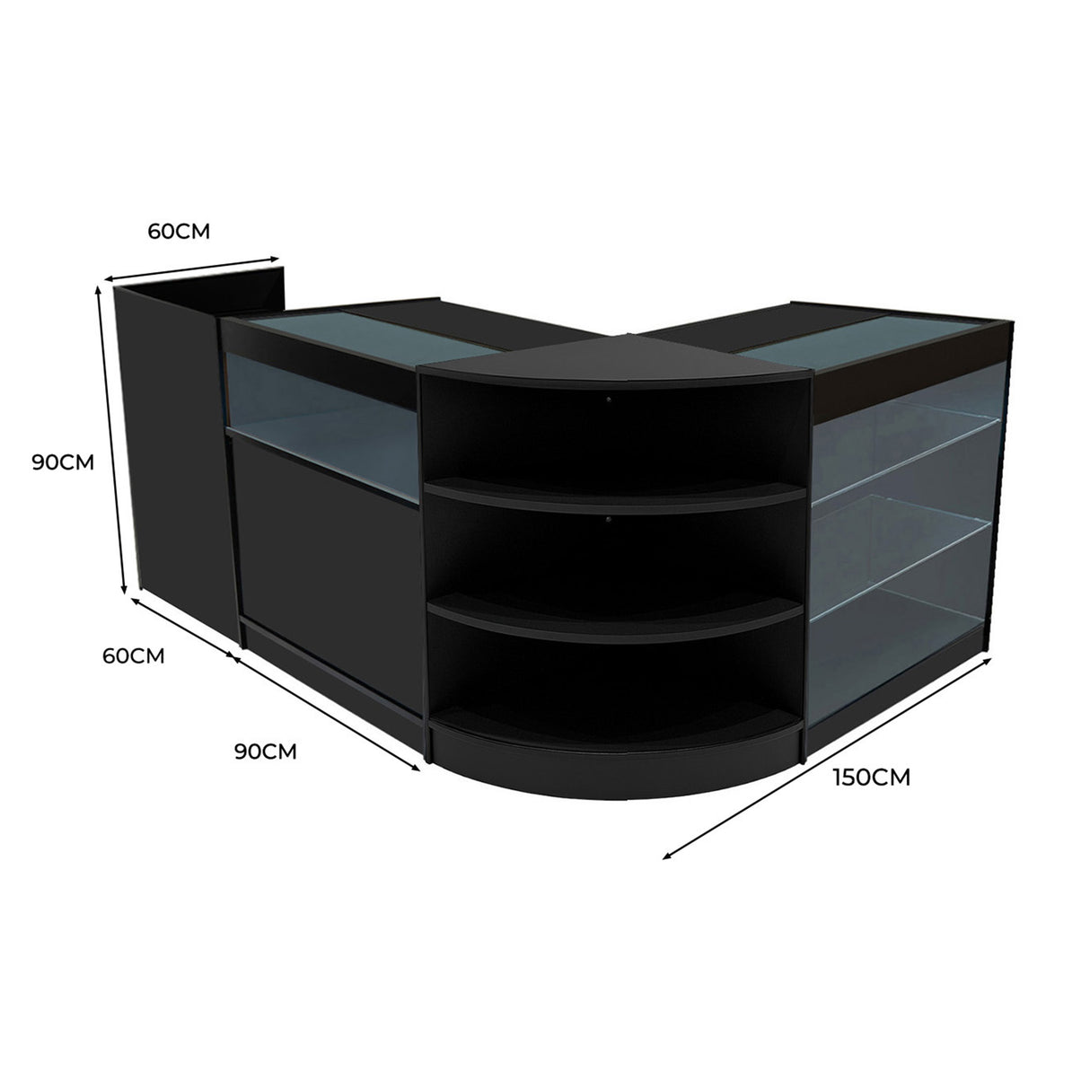 Hyperion LED Winkel Toonbank Set K900, B900, TB60 & LM60 - Zwart