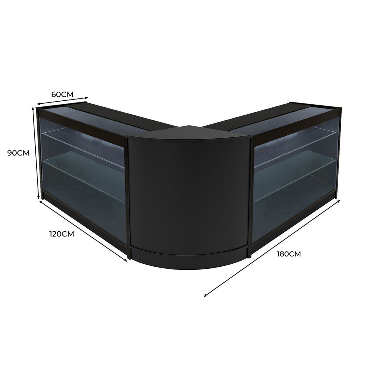 Helios LED Winkel Toonbank Set CM60 & 2 x K1200 - Zwart