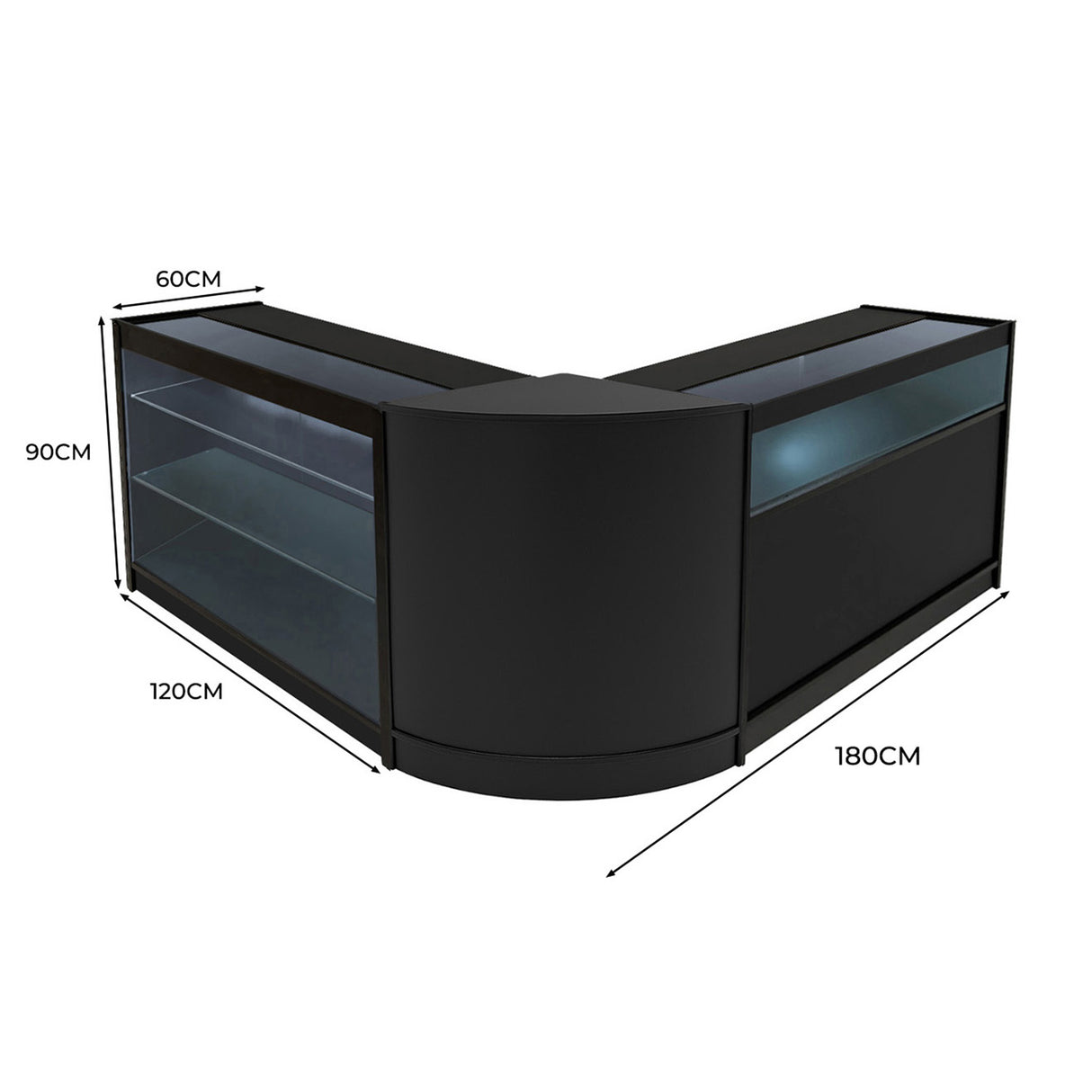 Triton LED Winkel Toonbank Set K1200, B1200 & CM60 - Zwart