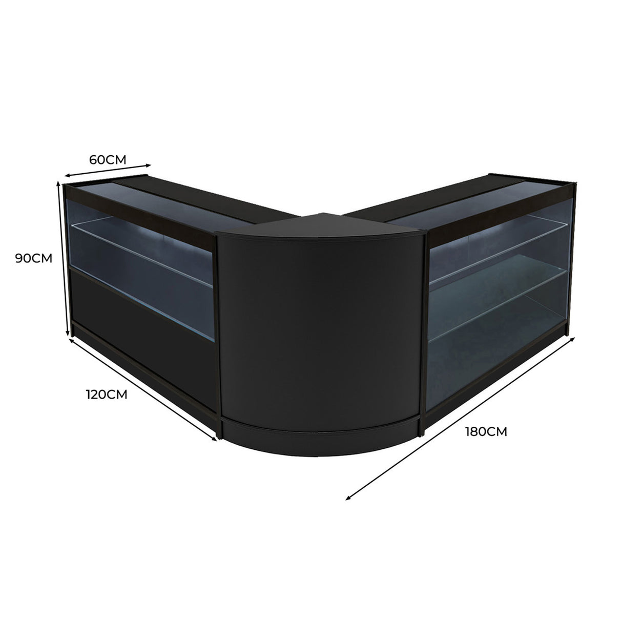 Hera LED Winkel Toonbank Set K1200, C1200 & CM60 - Zwart