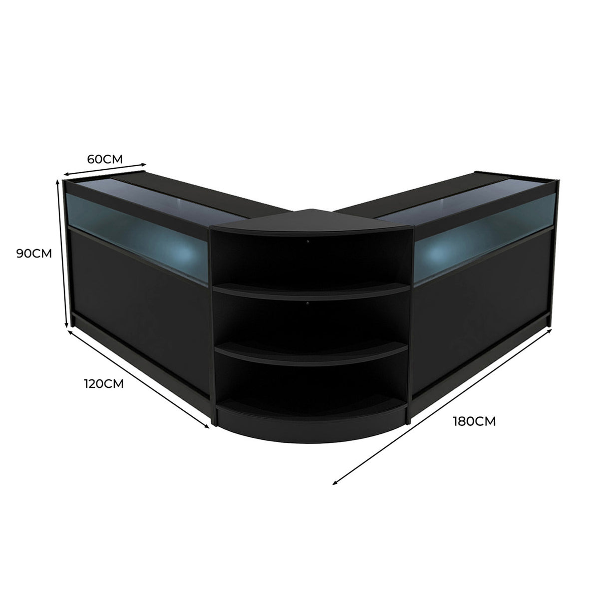 Theseus LED Winkel Toonbank Set LM60 & 2 x B1200 - Zwart