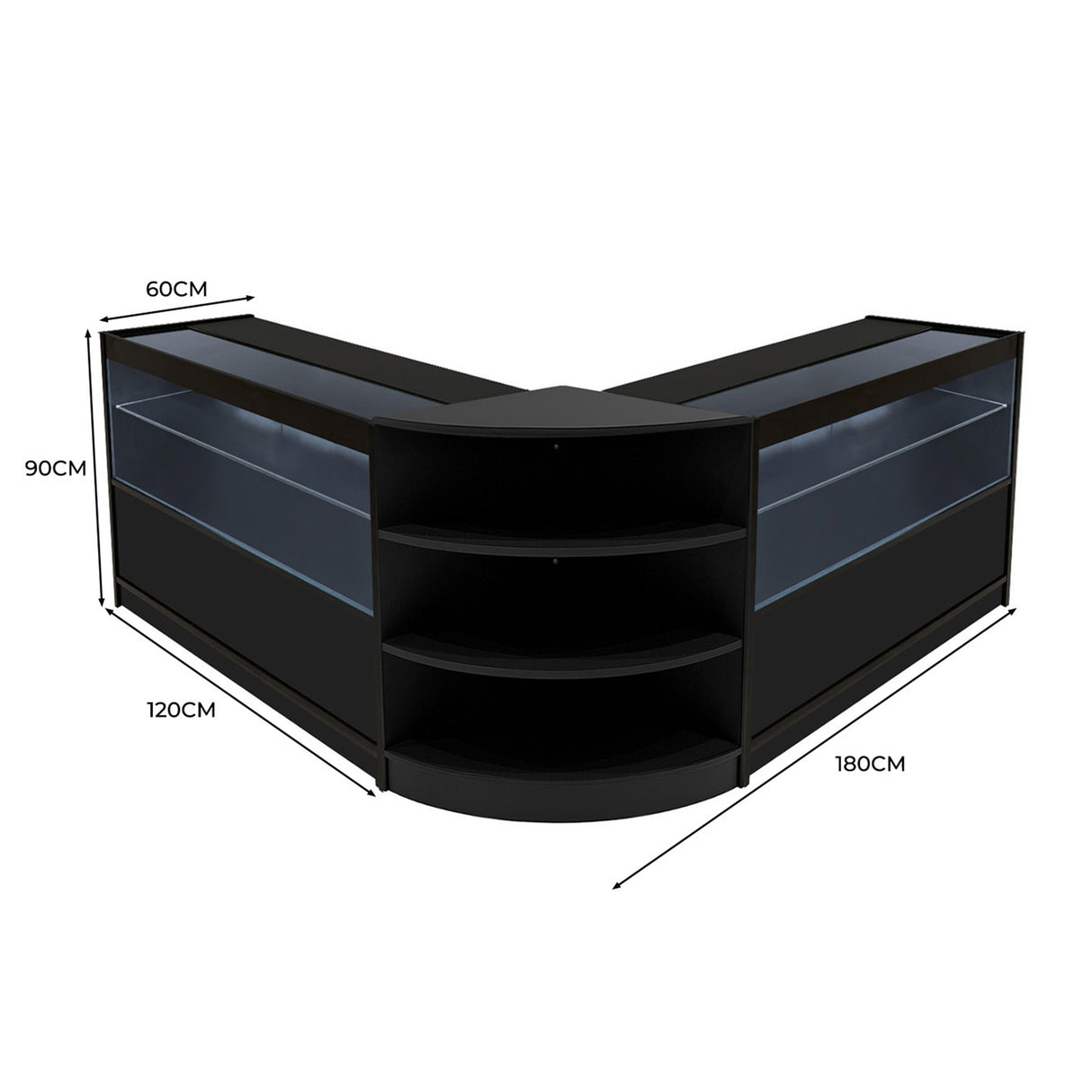 Andromeda LED Winkel Toonbank Set LM60 & 2 x C1200 - Zwart