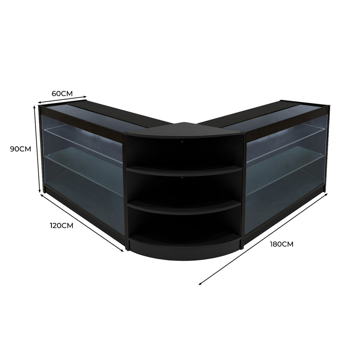 Apollo LED Winkel Toonbank Set LM60 & 2 x K1200 - Zwart