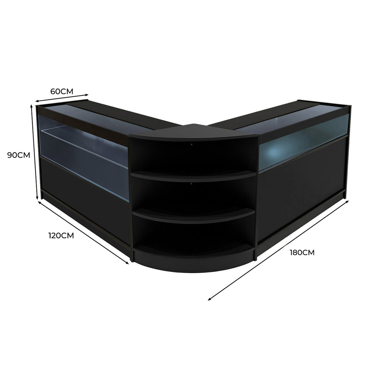 Harmonia LED Winkel Toonbank Set B1200, C1200 & LM60 - Zwart