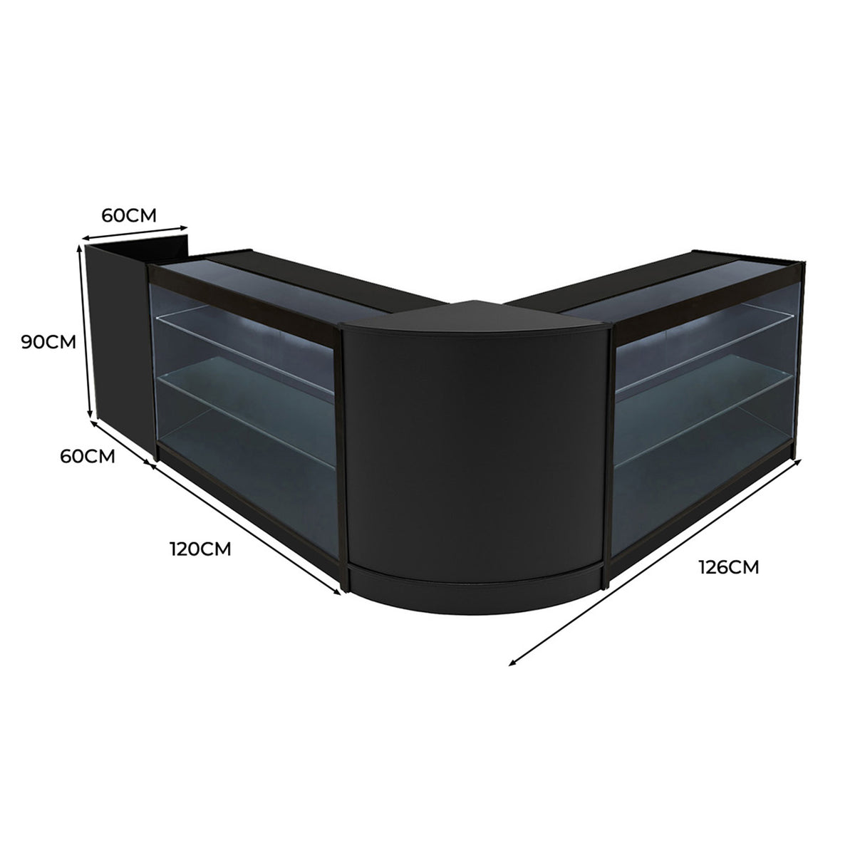 Aries LED Winkel Toonbank Set CM60, TB60 & 2 x K1200 - Zwart