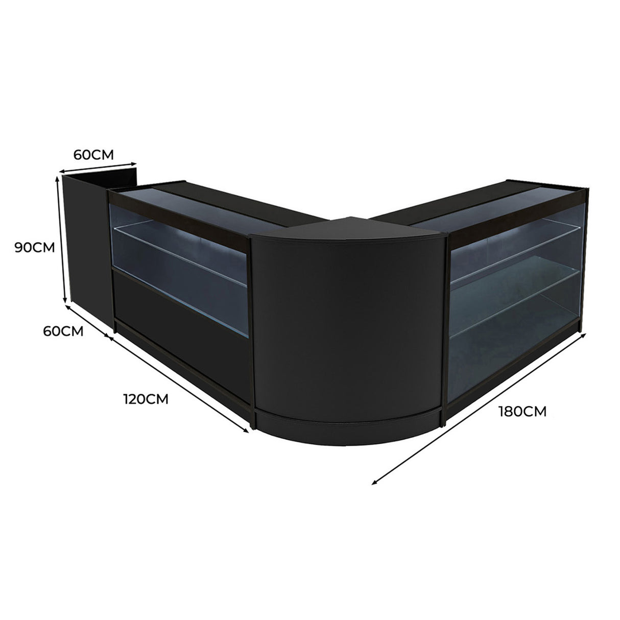 Vega LED Winkel Toonbank Set K1200, C1200, TB60 & CM60 - Zwart