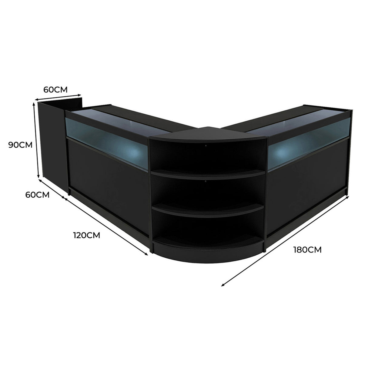 Sagittarius LED Winkel Toonbank Set LM60, TB60 & 2 x B1200 - Zwart