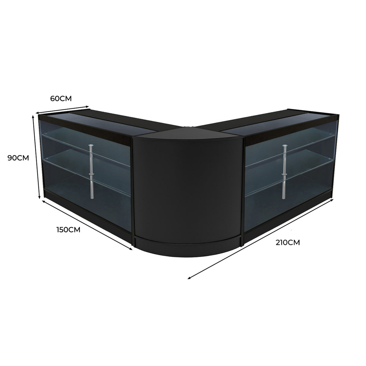 Helios LED Winkel Toonbank Set CM60 & 2 x K1500 - Zwart