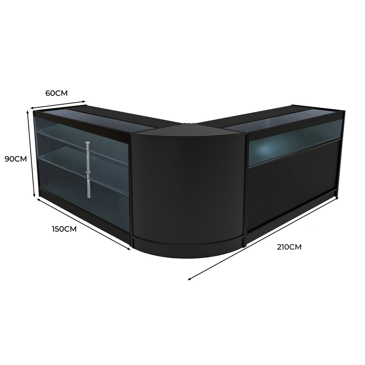 Triton LED Winkel Toonbank Set K1500, B1500 & CM60 - Zwart