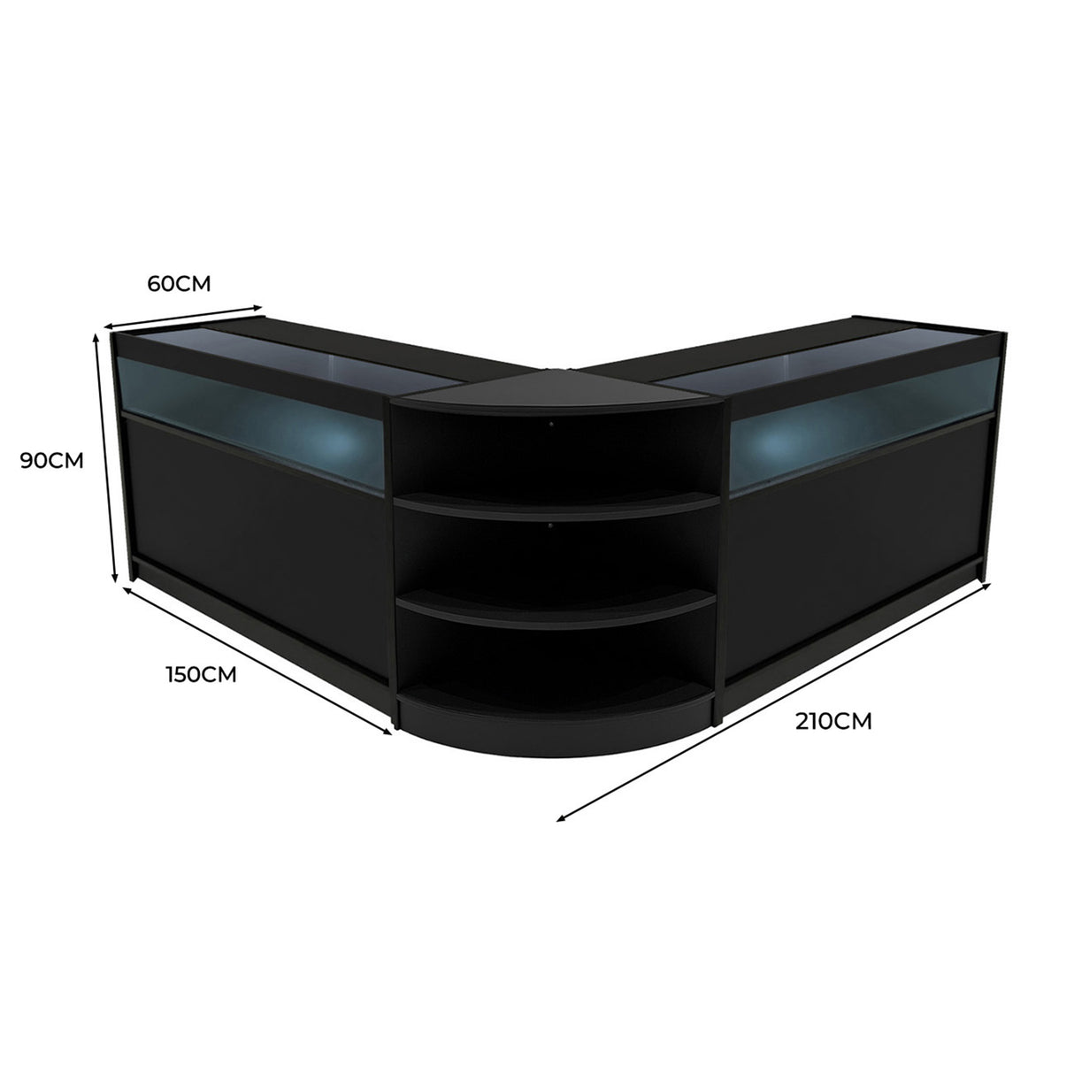Theseus LED Winkel Toonbank Set LM60 & 2 x B1500 - Zwart