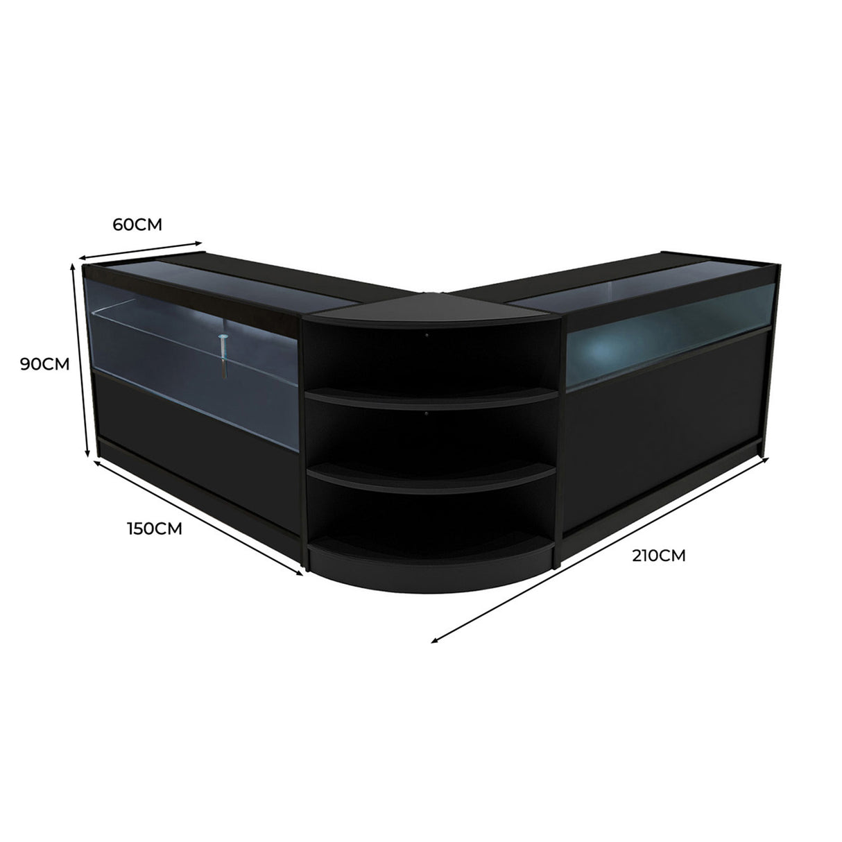 Harmonia LED Winkel Toonbank Set B1500, C1500 & LM60 - Zwart