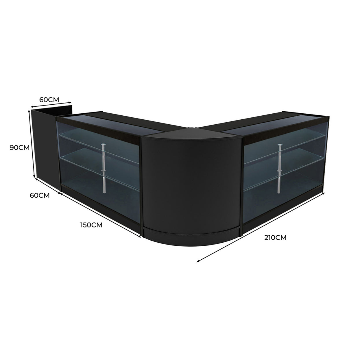 Aries LED Winkel Toonbank Set CM60, TB60 & 2 x K1500 - Zwart