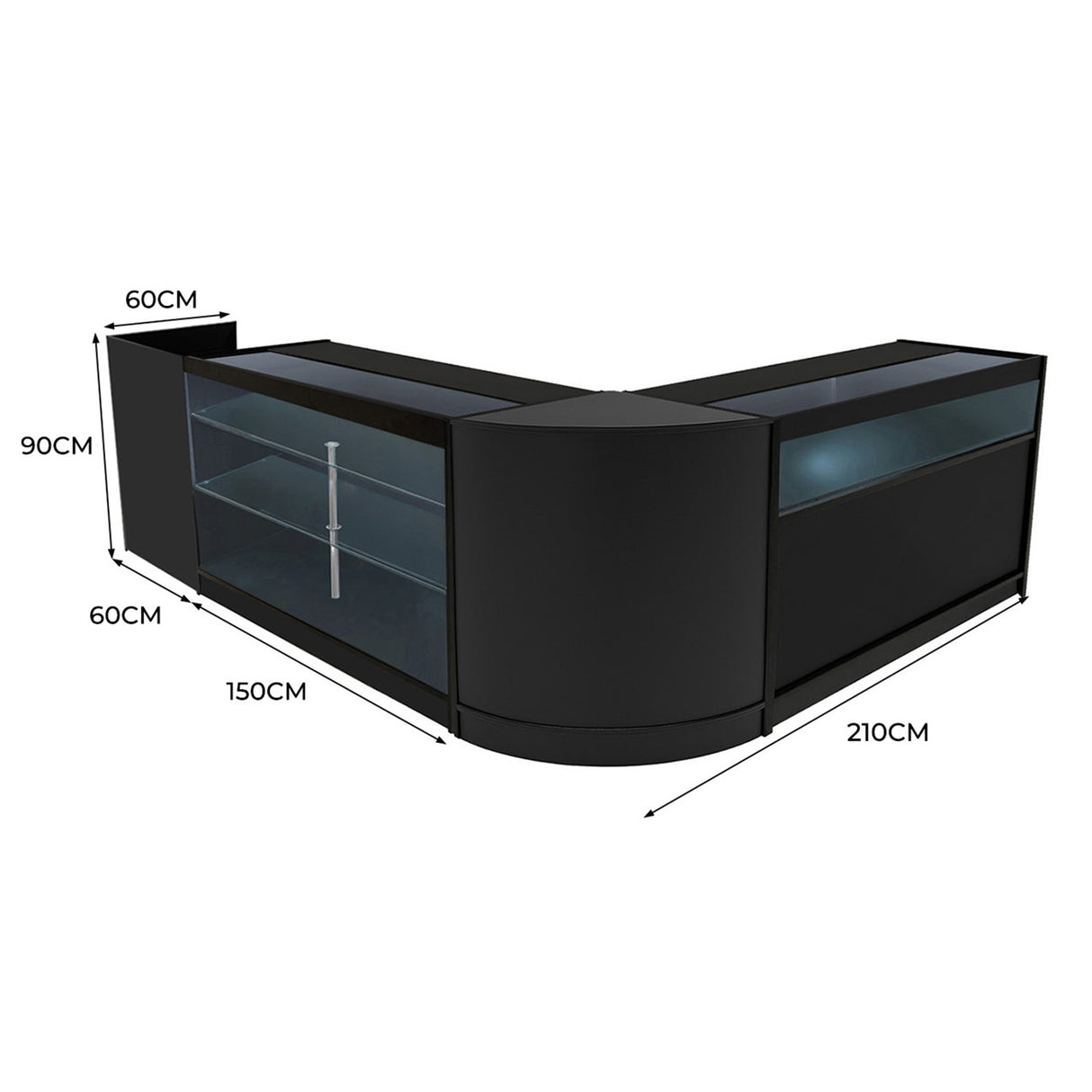 Polaris LED Winkel Toonbank Set K1500, B1500, TB60 & CM60 - Zwart