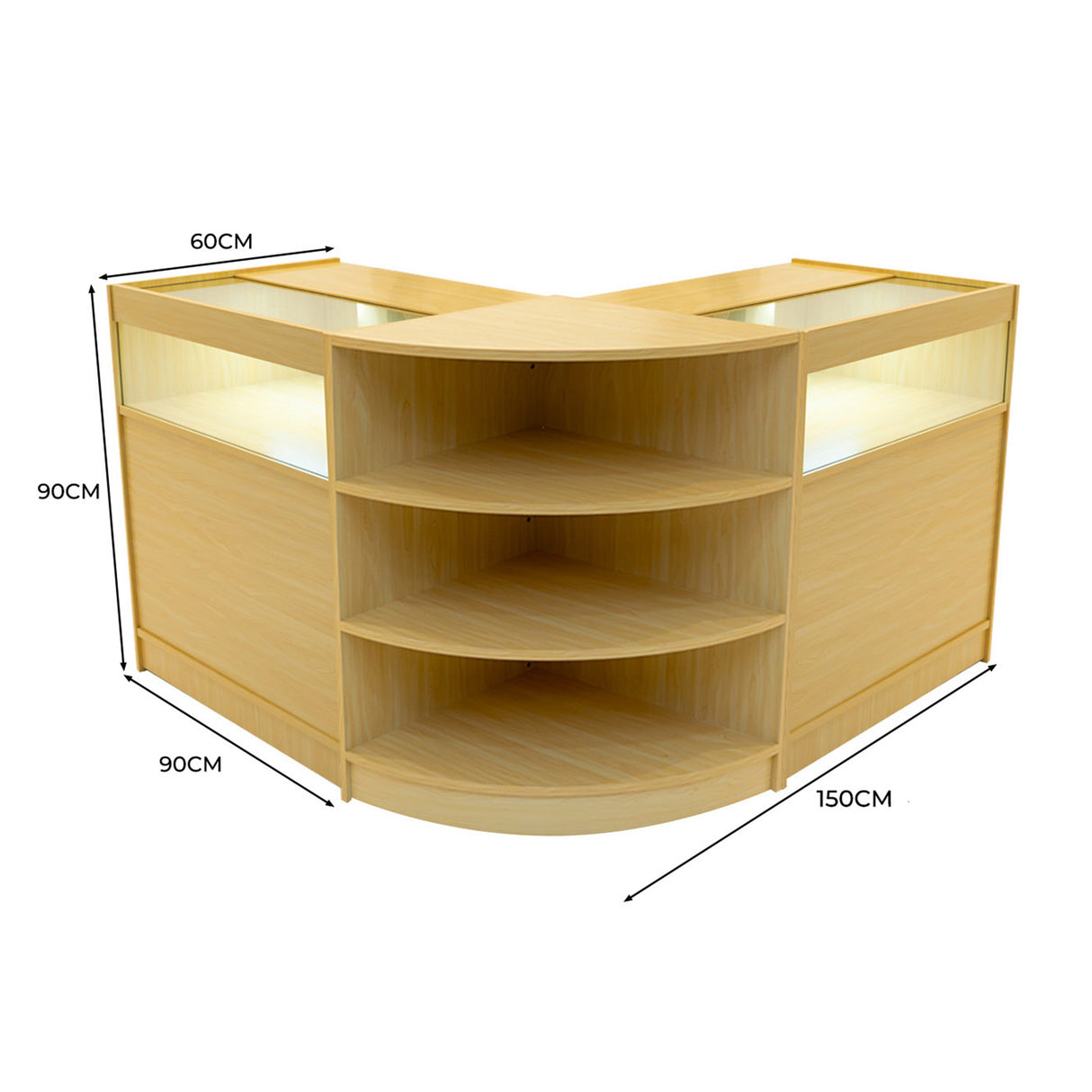 Theseus LED Winkel Toonbank Set LM60 & 2 x B900 - Esdoorn