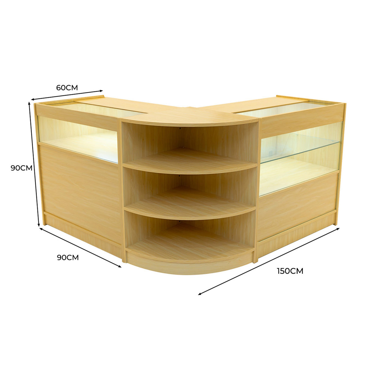 Harmonia LED Winkel Toonbank Set B900, C900 & LM60 - Esdoorn
