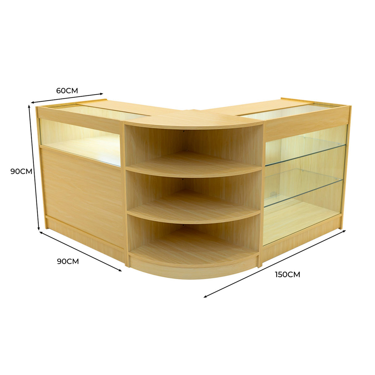 Demeter LED Winkel Toonbank Set K900, B900 & LM60 - Esdoorn