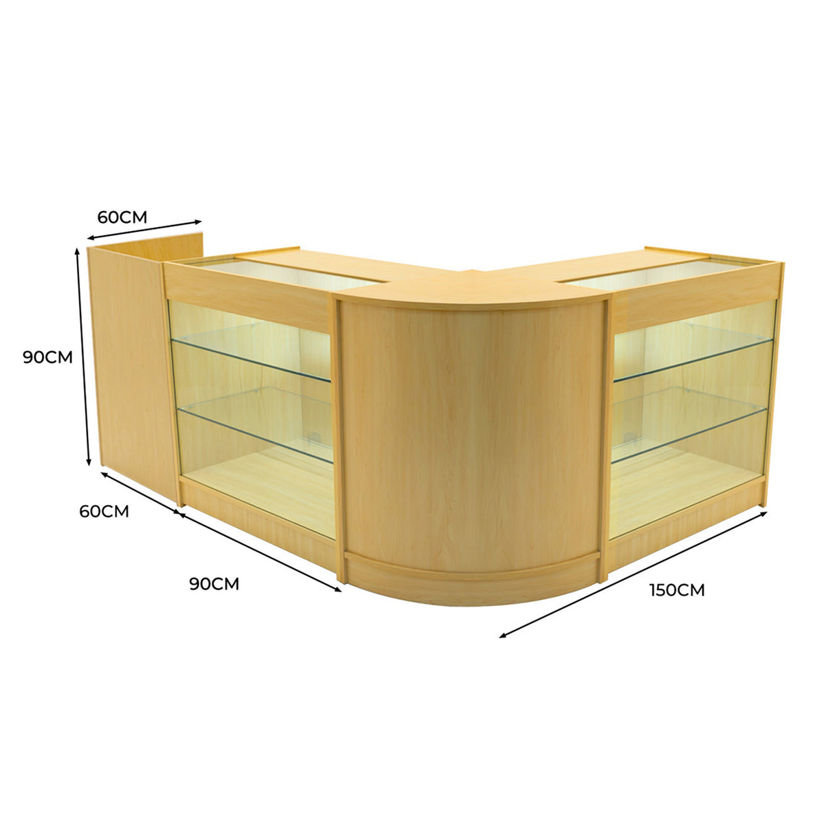 Aries LED Winkel Toonbank Set CM60, TB60 & 2 x K900 - Esdoorn