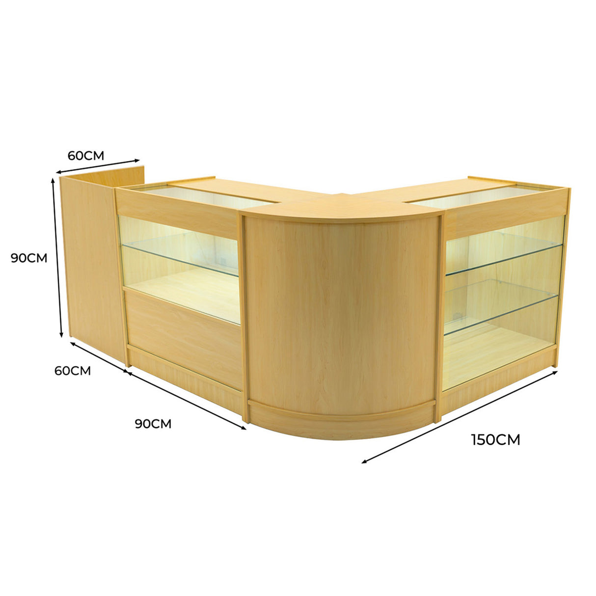 Vega LED Winkel Toonbank Set K900, C900, TB60 & CM60 - Esdoorn