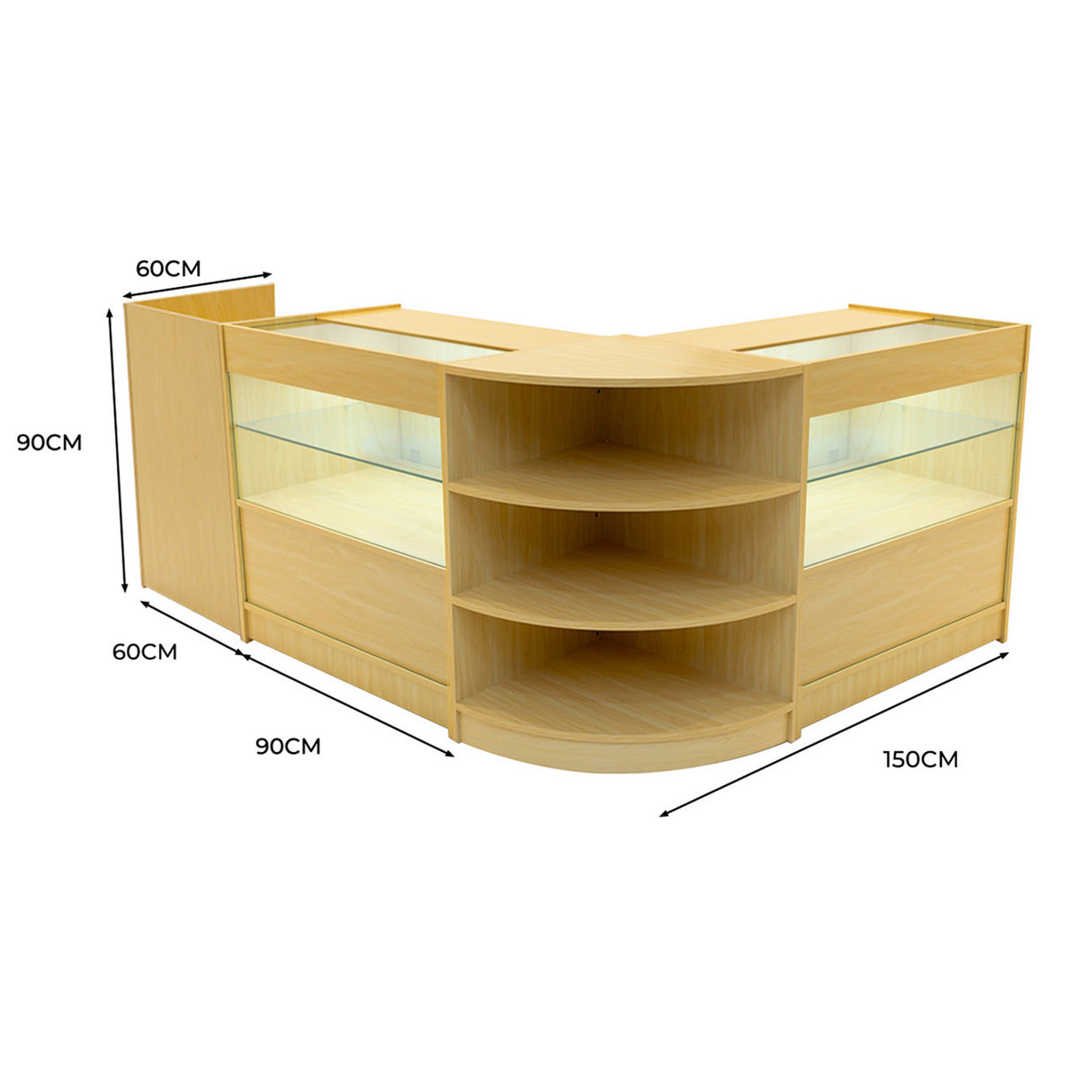 Eclipse LED Winkel Toonbank Set LM60, TB60 & 2 x C900 - Esdoorn