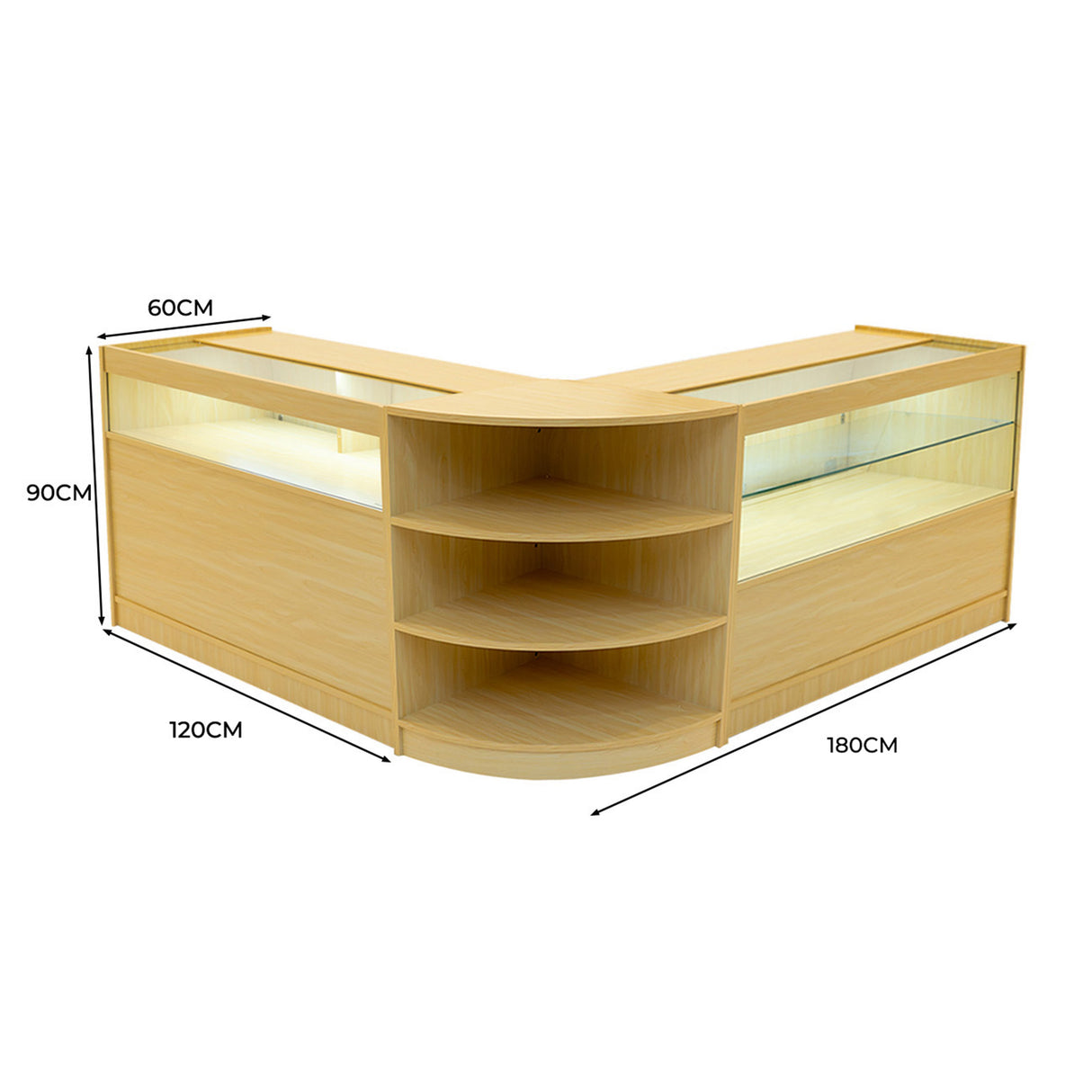 Harmonia LED Winkel Toonbank Set B1200, C1200 & LM60 - Esdoorn
