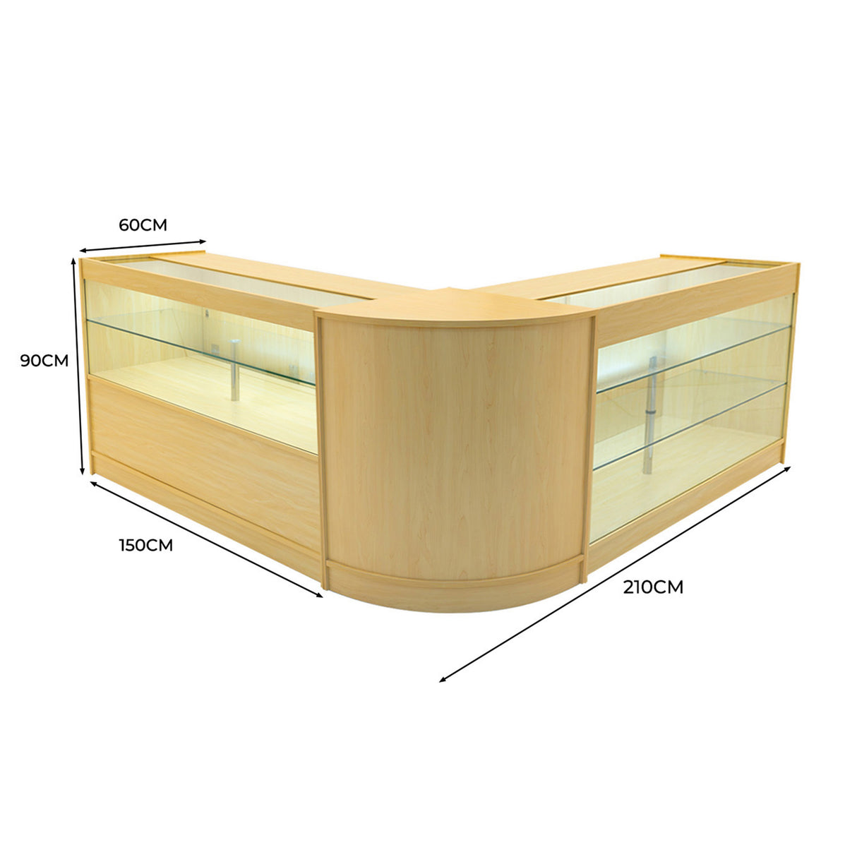 Hera LED Winkel Toonbank Set K1500, C1500 & CM60 - Esdoorn