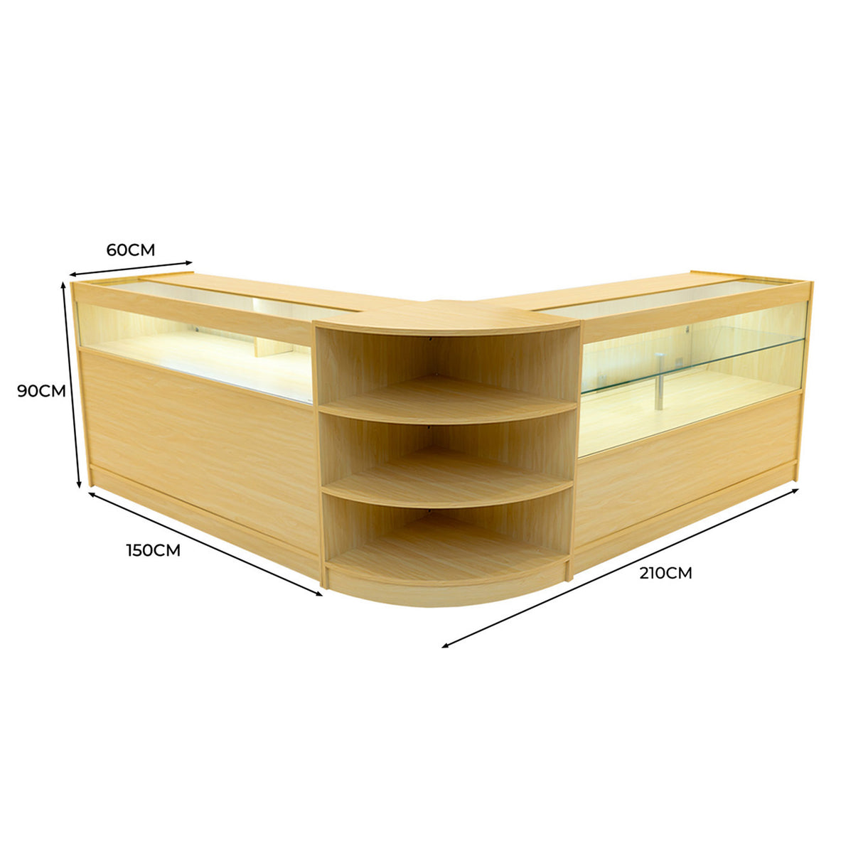 Harmonia LED Winkel Toonbank Set B1500, C1500 & LM60 - Esdoorn