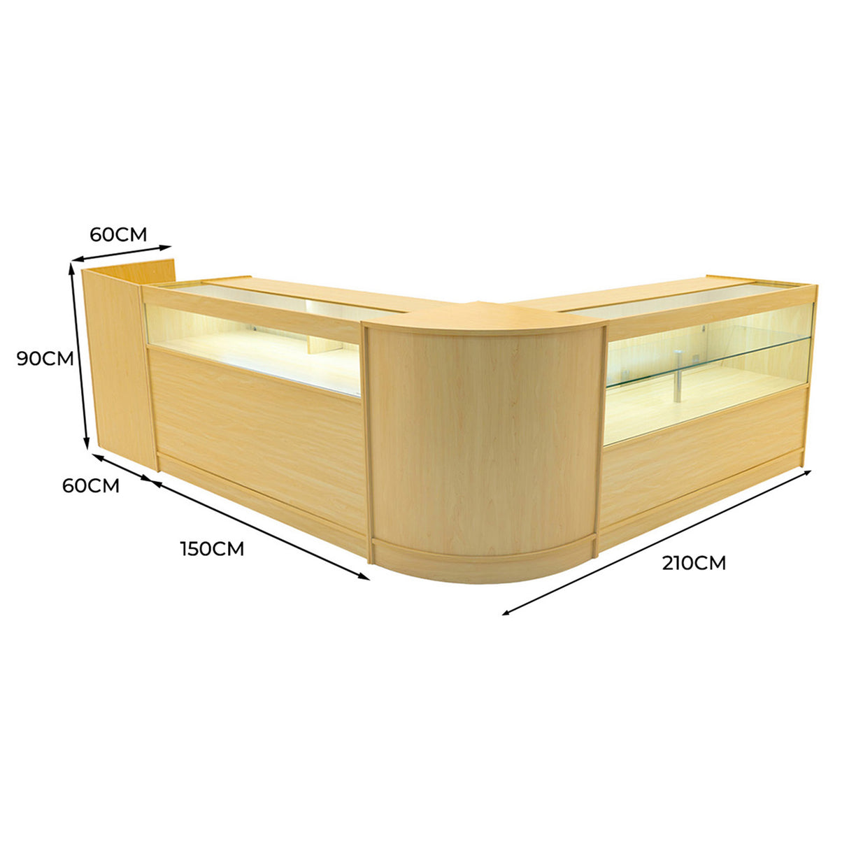 Gravity LED Winkel Toonbank Set B1500, C1500, TB60 & CM60 - Esdoorn