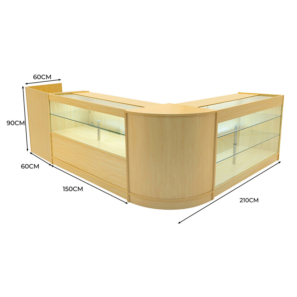 Vega LED Winkel Toonbank Set K1500, C1500, TB60 & CM60 - Esdoorn