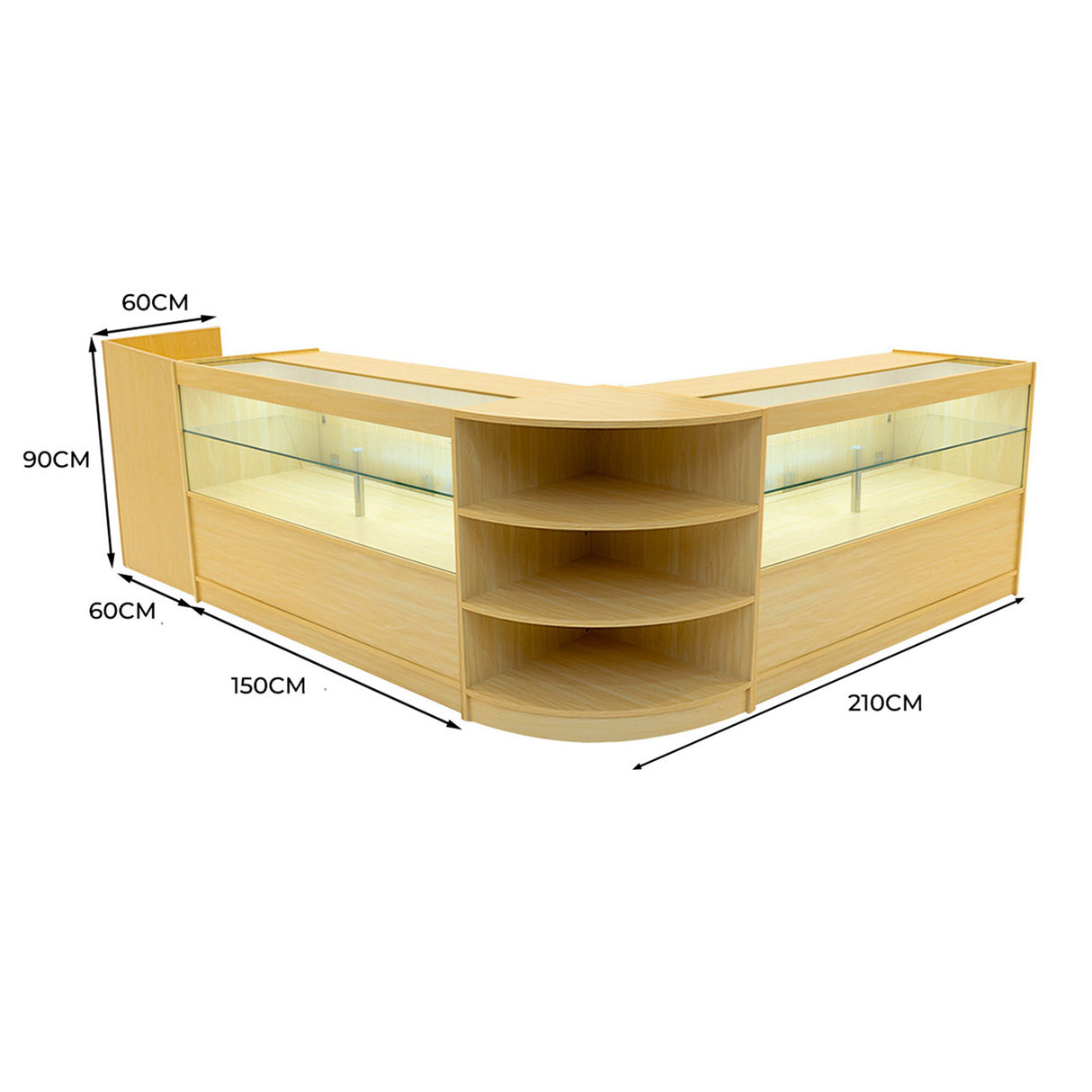 Eclipse LED Winkel Toonbank Set LM60, TB60 & 2 x C1500 - Esdoorn