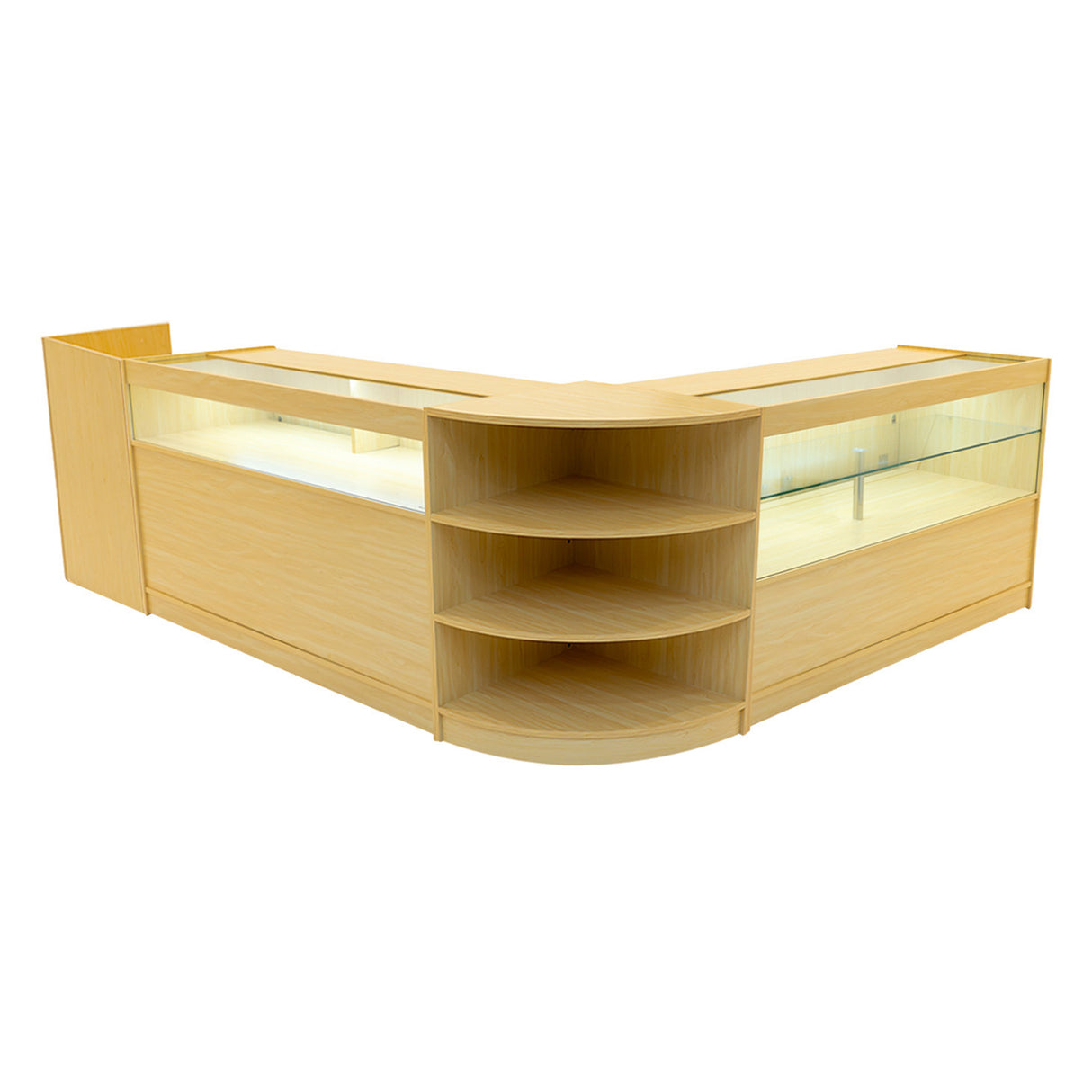 Europa LED Winkel Toonbank Set B1500, C1500, TB60 & LM60 - Esdoorn