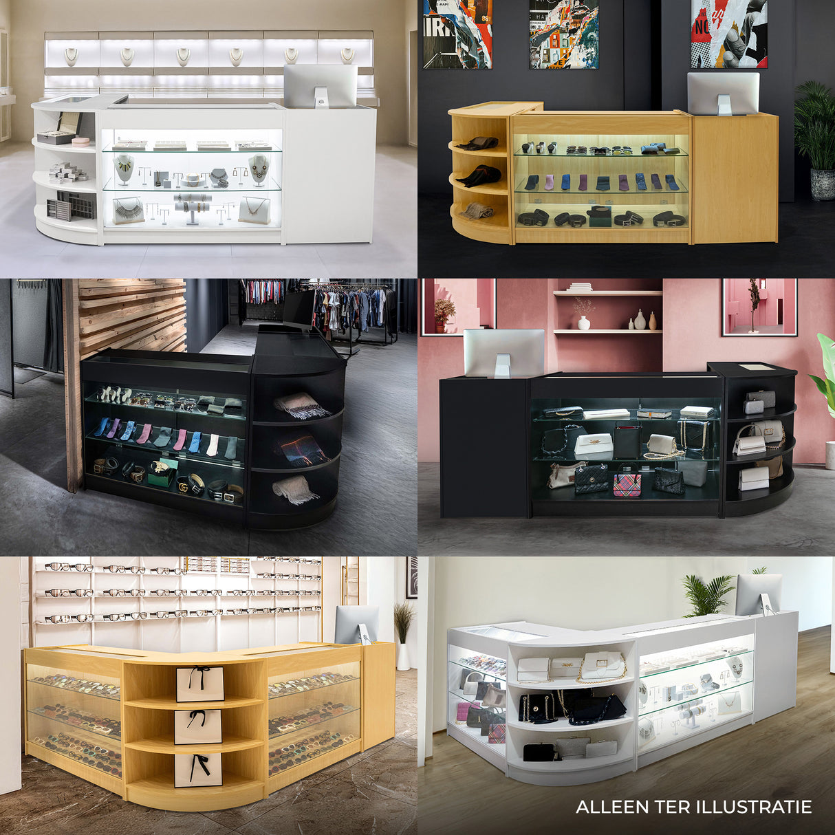 Demeter LED Winkel Toonbank Set K900, B900 & LM60 - Wit