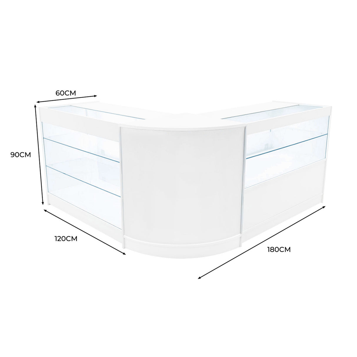 Hera LED Winkel Toonbank Set K1200, C1200 & CM60 - Wit