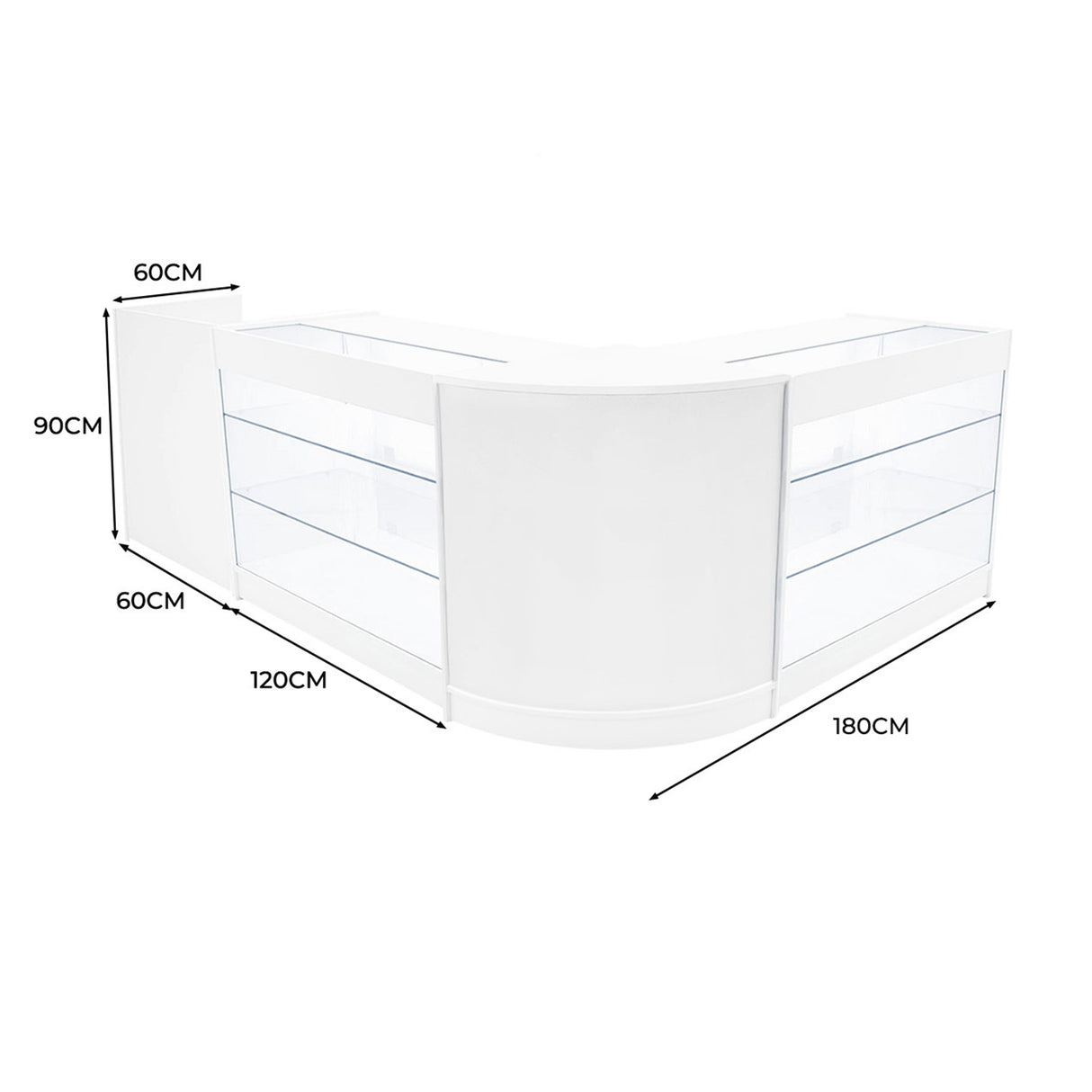 Aries LED Winkel Toonbank Set CM60, TB60 & 2 x K1200 - Wit