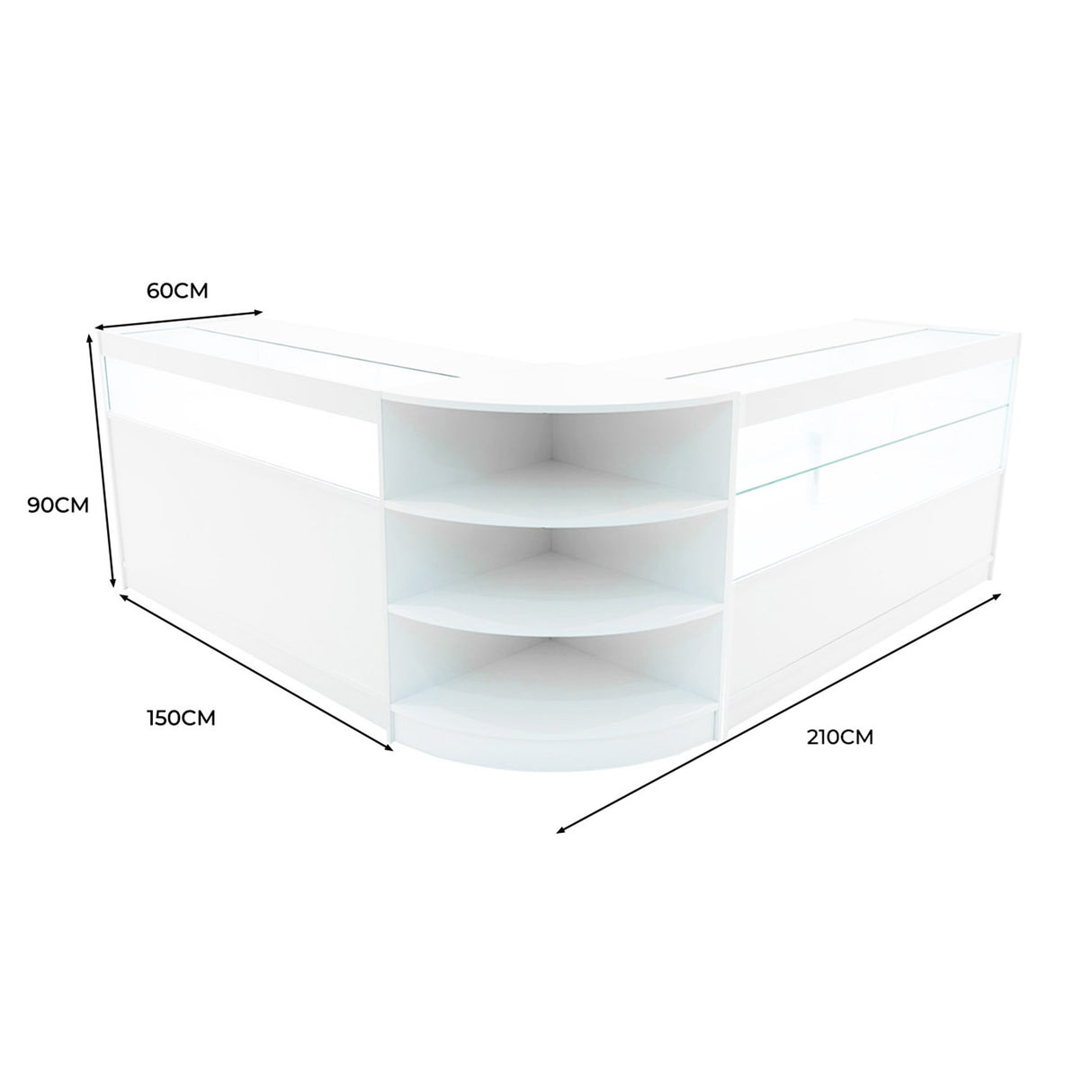 Harmonia LED Winkel Toonbank Set B1500, C1500 & LM60 - Wit