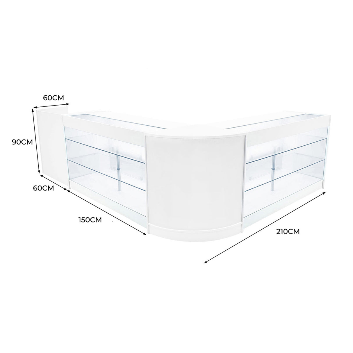 Aries LED Winkel Toonbank Set CM60, TB60 & 2 x K1500 - Wit