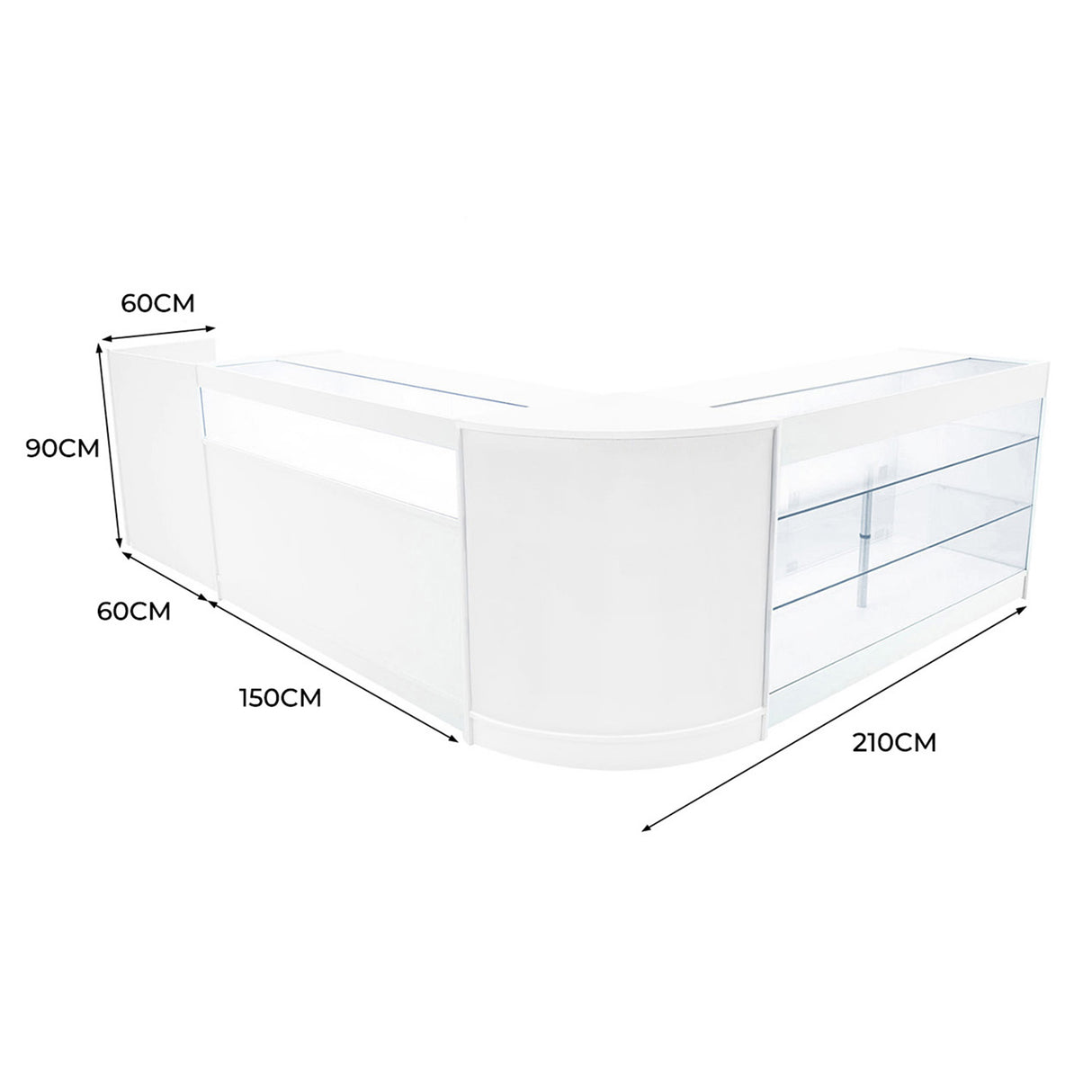 Polaris LED Winkel Toonbank Set K1500, B1500, TB60 & CM60 - Wit