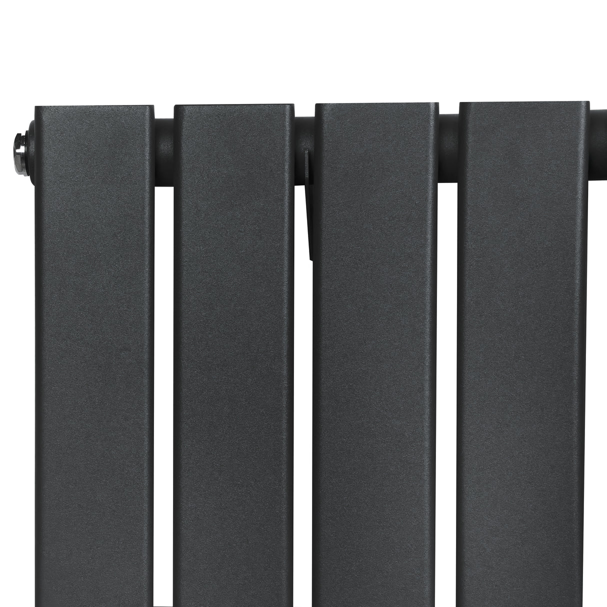Vlakke design radiator met antraciet grijze panelen, 1 kolom, 1600 x 280mm, inclusief haakse thermostaatkraan