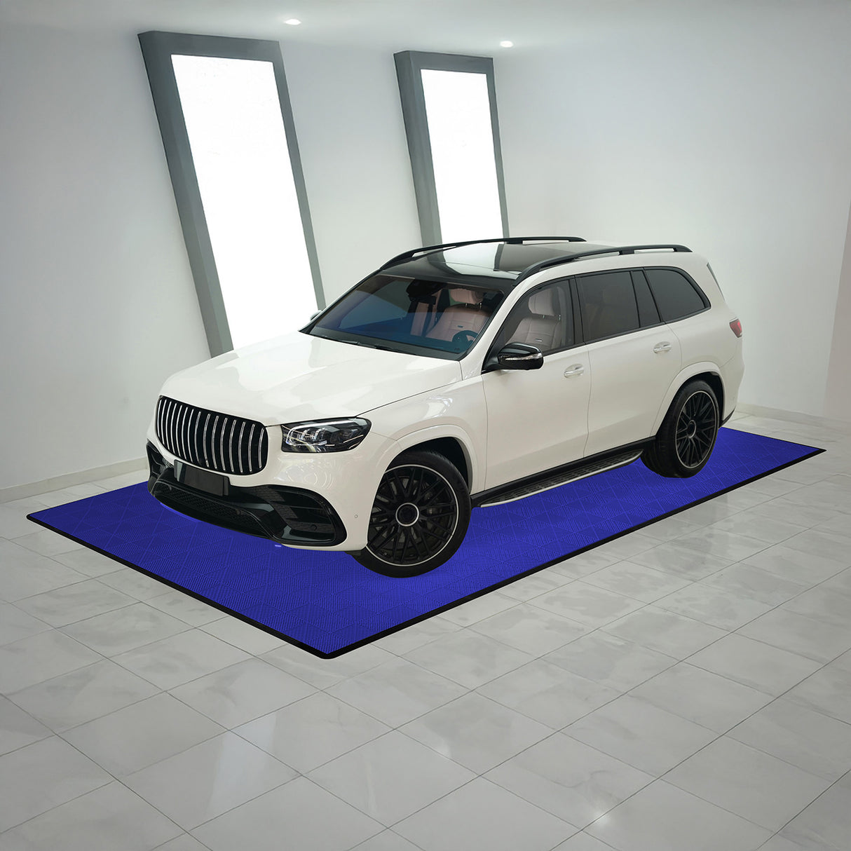 Geventileerde Kliktegels 3,2m x 6m voor Garage en Werkplaatsen, Antislip - 120 Blauw