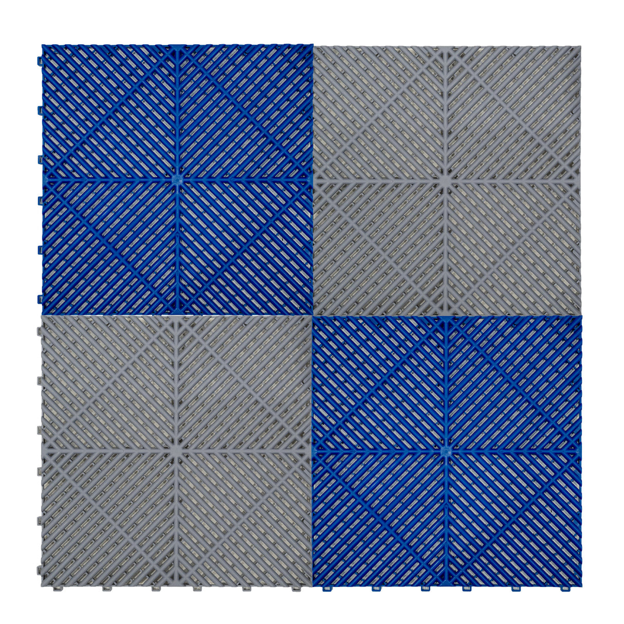 Geventileerde Kliktegels 3,2m x 6m voor Garage en Werkplaatsen, Antislip - 90 Grijs en 30 Blauw