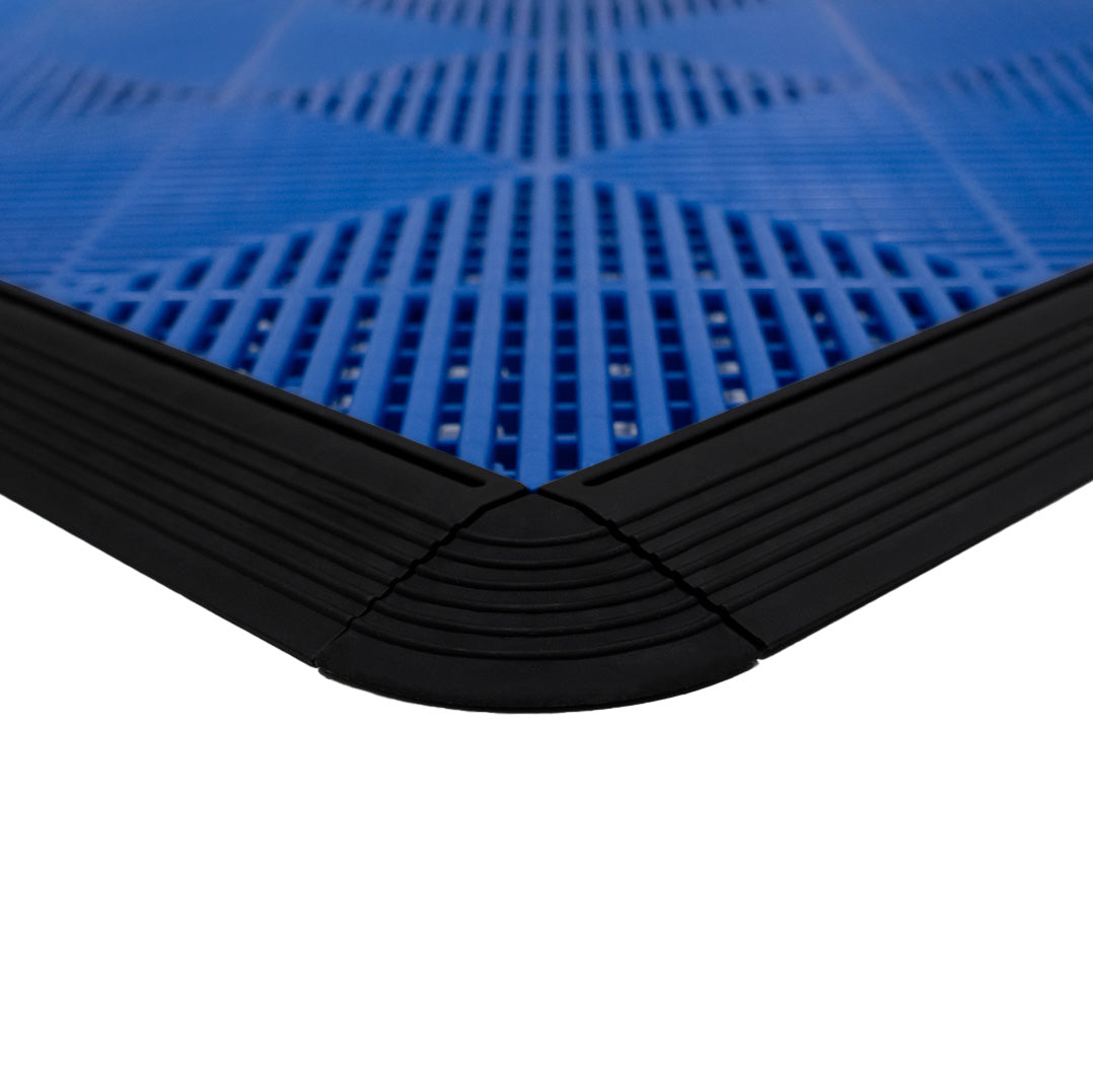 Geventileerde Kliktegels 3,2m x 6m voor Garage en Werkplaatsen, Antislip - 90 Blauw en 30 Zwart