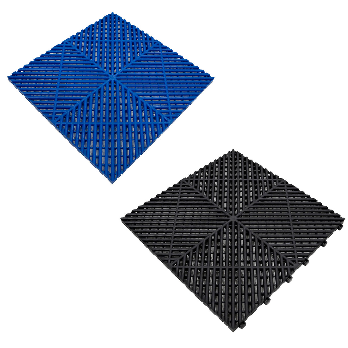 Geventileerde Kliktegels 3,2m x 6m voor Garage en Werkplaatsen, Antislip - 90 Blauw en 30 Zwart