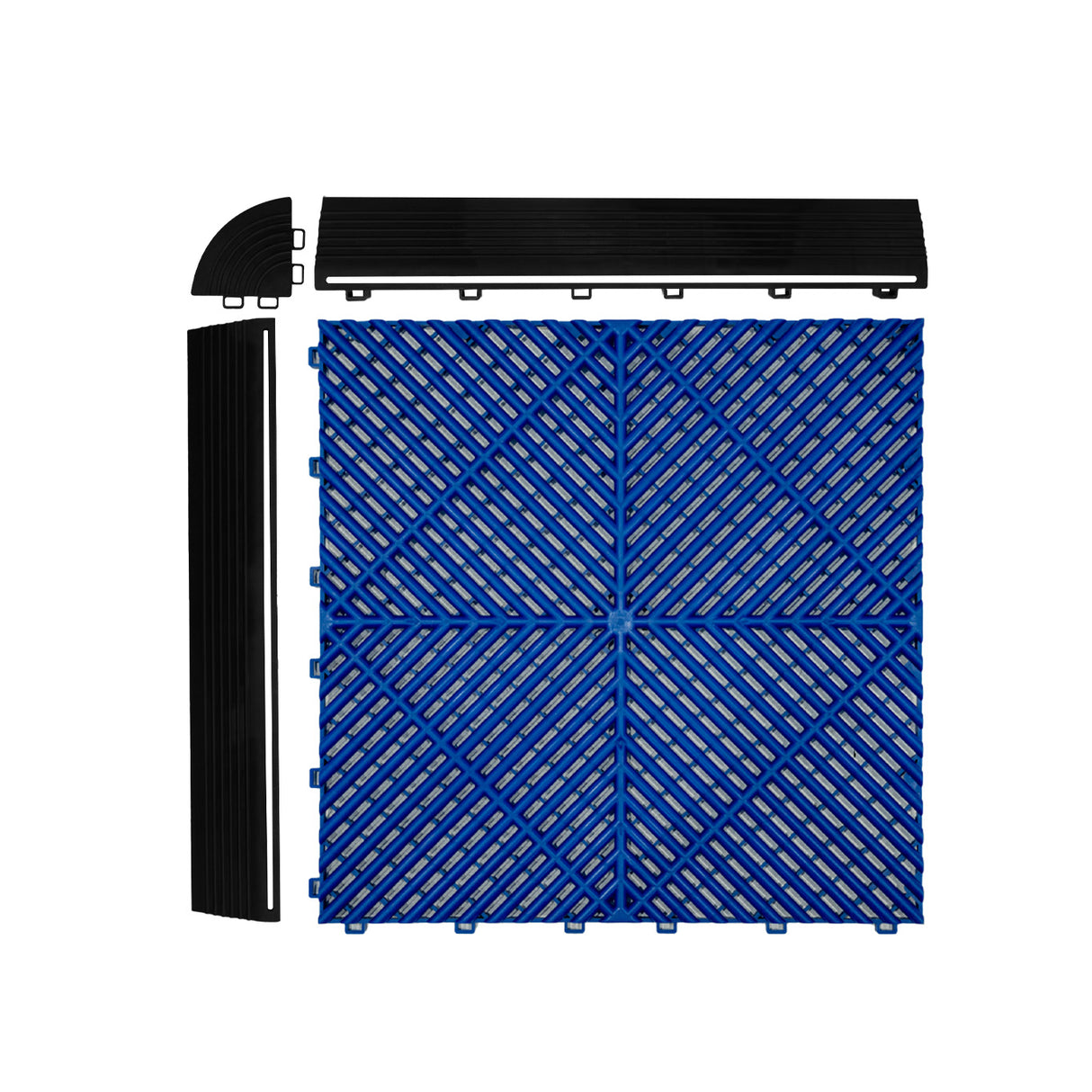 Geventileerde Kliktegels 3,2m x 6m voor Garage en Werkplaatsen, Antislip - 90 Blauw en 30 Zwart