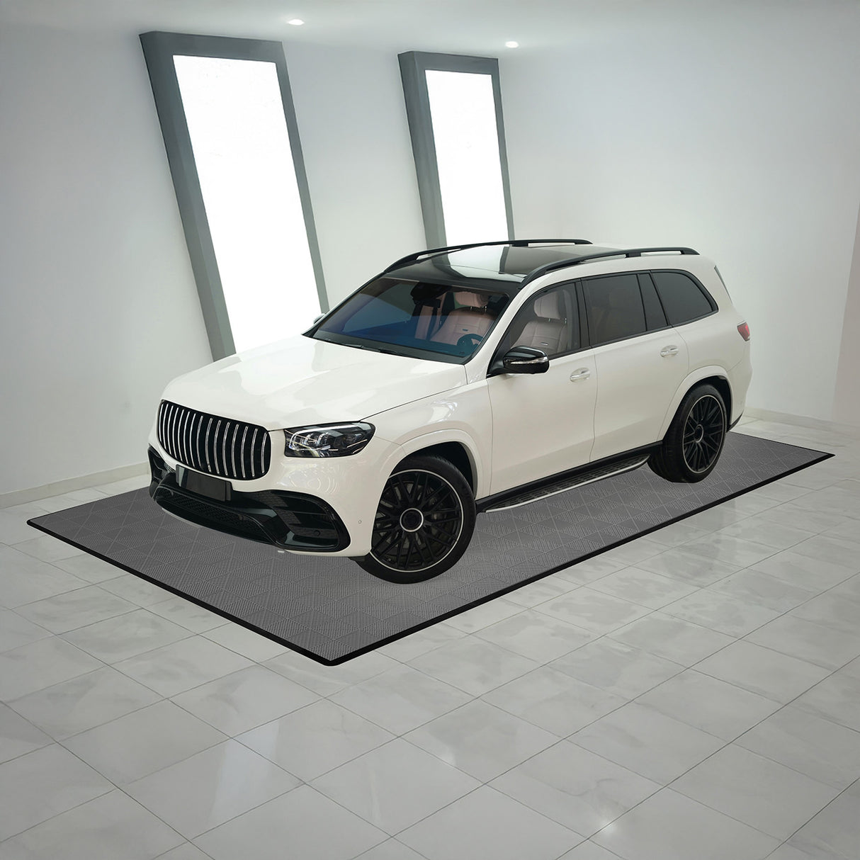 Geventileerde Kliktegels 6m x 6m voor Garage en Werkplaatsen, Antislip - Grijs